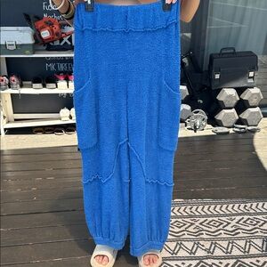 Free People Electric Blue Cozy Knit Jogger Pants